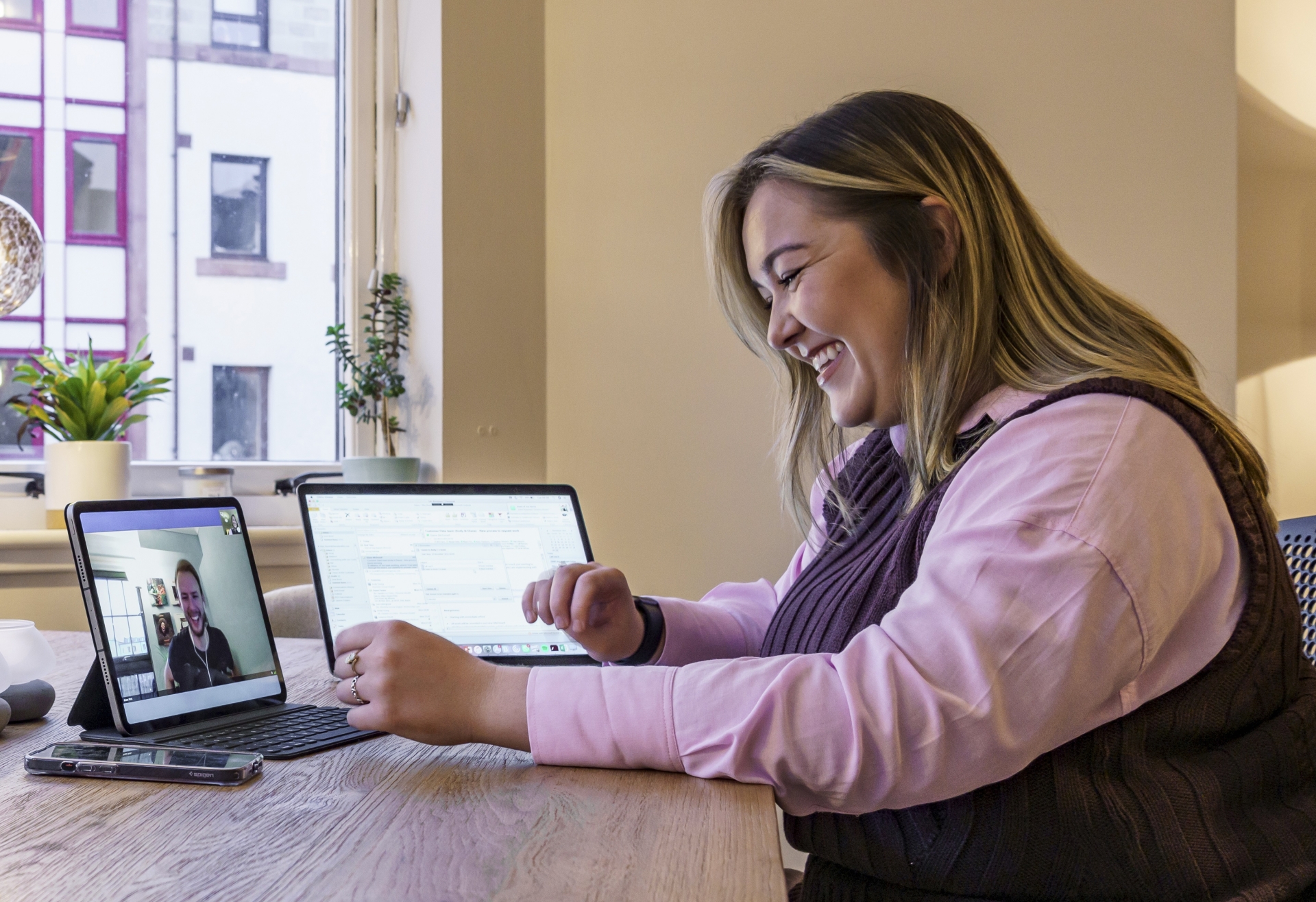 Woman watching webinar